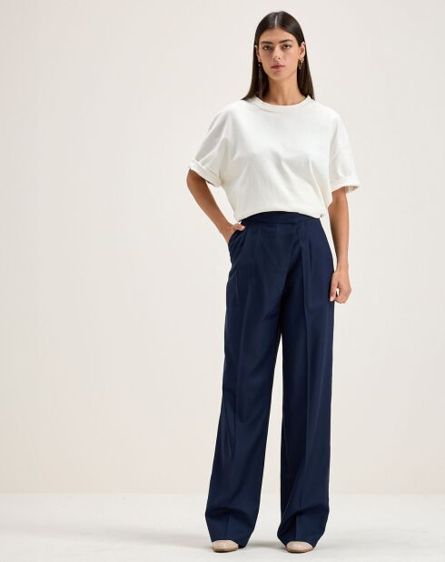 Pantalon de tailleur 100% Laine Tom naval