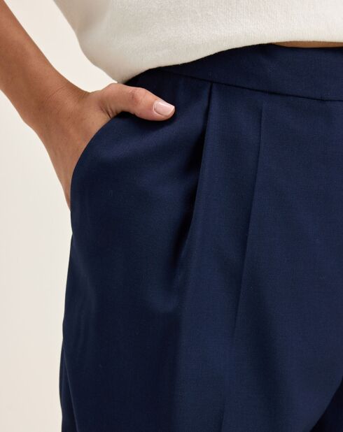 Pantalon de tailleur 100% Laine Tom naval