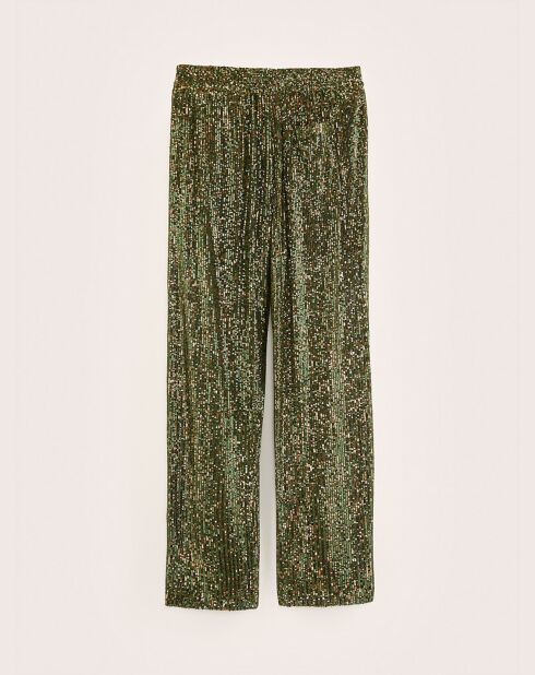 Pantalon taille haute en sequins Vanda moss
