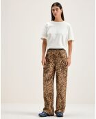 Pantalon droit Voel léopard marron