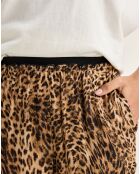Pantalon droit Voel léopard marron