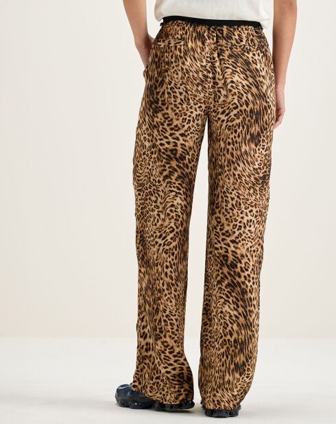 Pantalon droit Voel léopard marron