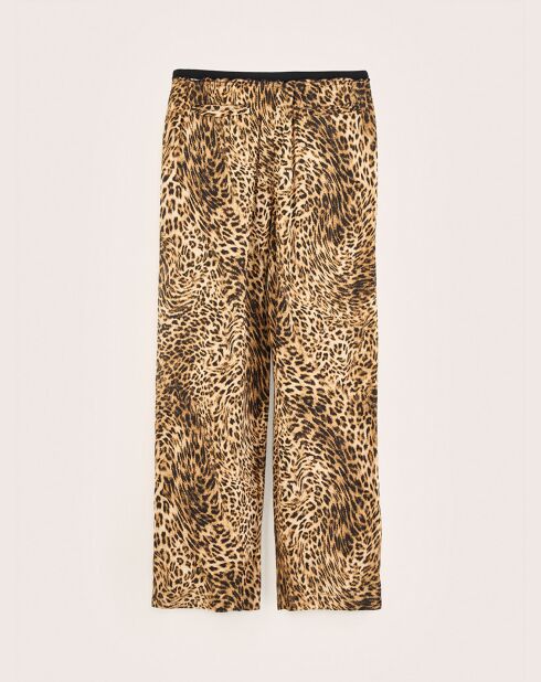 Pantalon droit Voel léopard marron