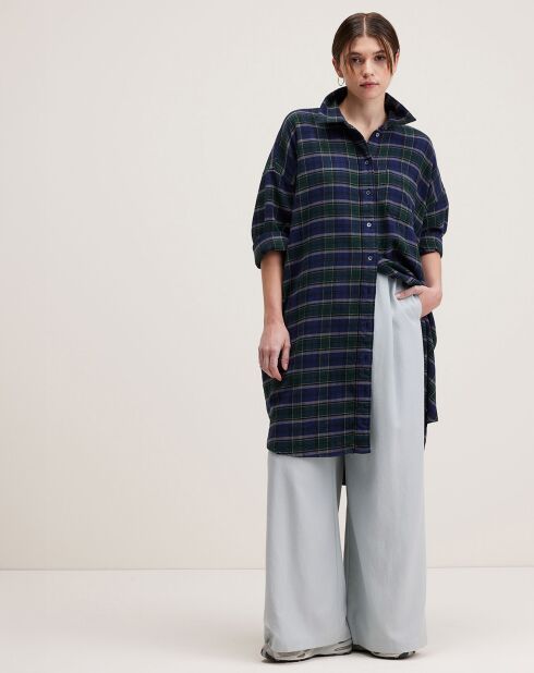 Robe Gladys à carreaux marine/vert