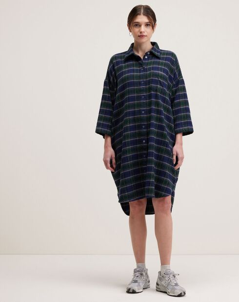 Robe Gladys à carreaux marine/vert