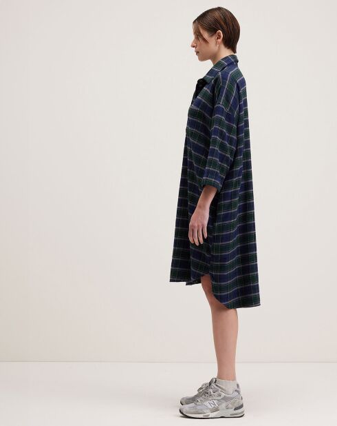 Robe Gladys à carreaux marine/vert