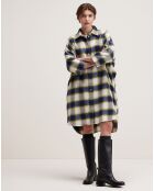 Robe Gladys à carreaux gris/jaune/écru