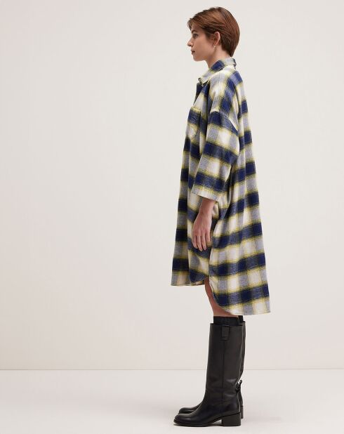 Robe Gladys à carreaux gris/jaune/écru