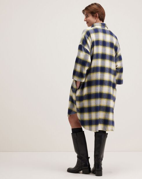 Robe Gladys à carreaux gris/jaune/écru
