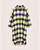 Robe Gladys à carreaux gris/jaune/écru