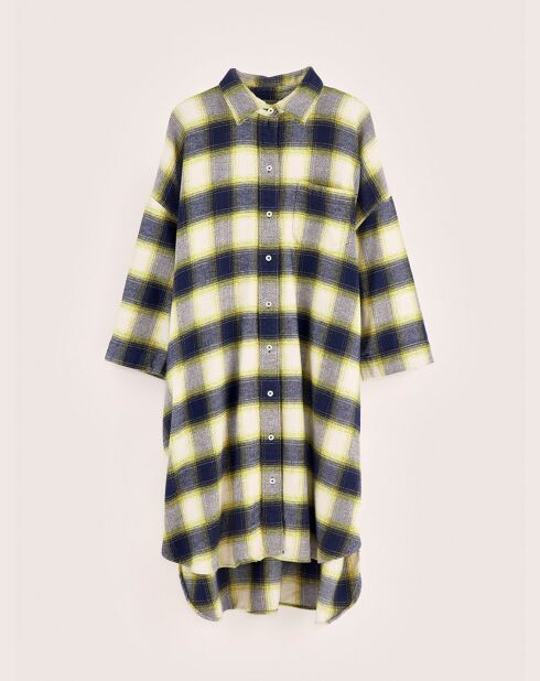 Robe Gladys à carreaux gris/jaune/écru