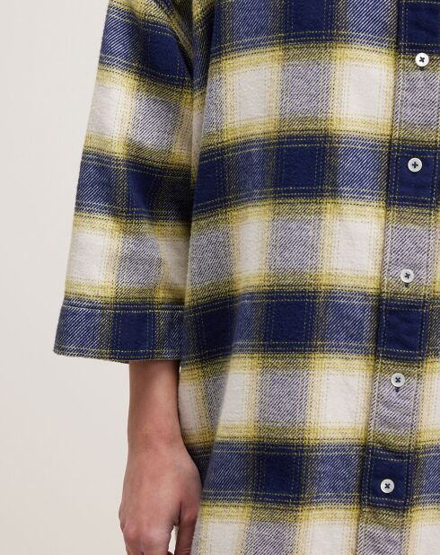Robe Gladys à carreaux gris/jaune/écru