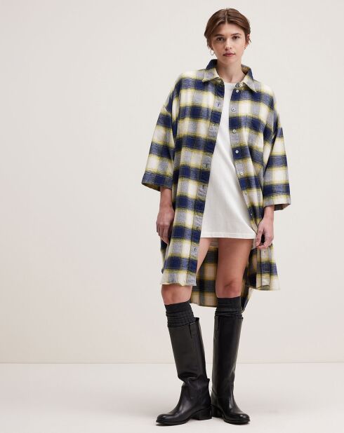 Robe Gladys à carreaux gris/jaune/écru