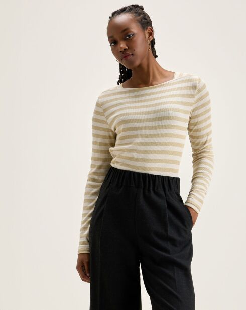 T-Shirt Veras rayé blanc/beige