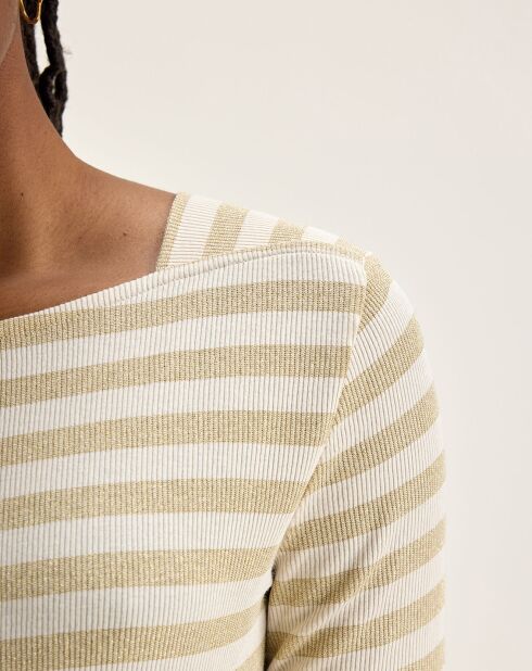 T-Shirt Veras rayé blanc/beige
