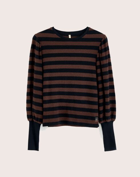 T-Shirt Vidoum rayé noir/brun