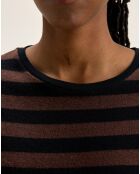 T-Shirt Vidoum rayé noir/brun