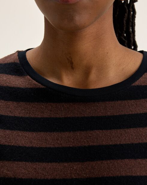 T-Shirt Vidoum rayé noir/brun