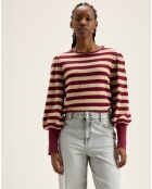 T-Shirt Vidoum rayé blanc/rouge