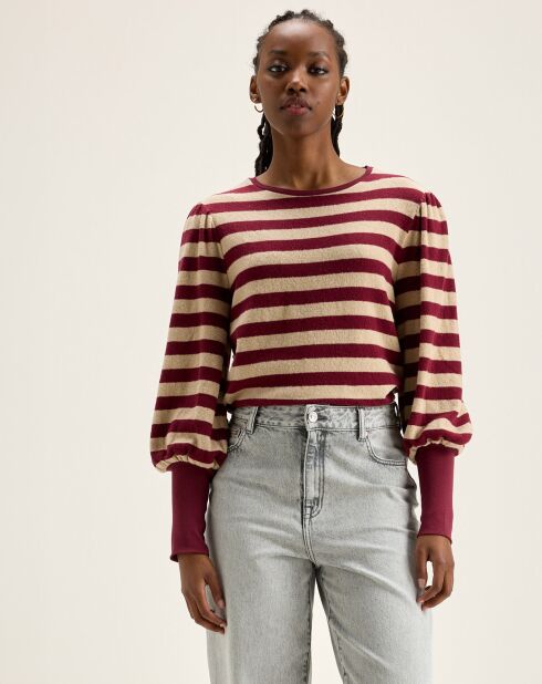 T-Shirt Vidoum rayé blanc/rouge