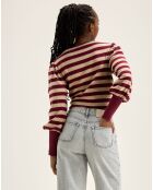 T-Shirt Vidoum rayé blanc/rouge