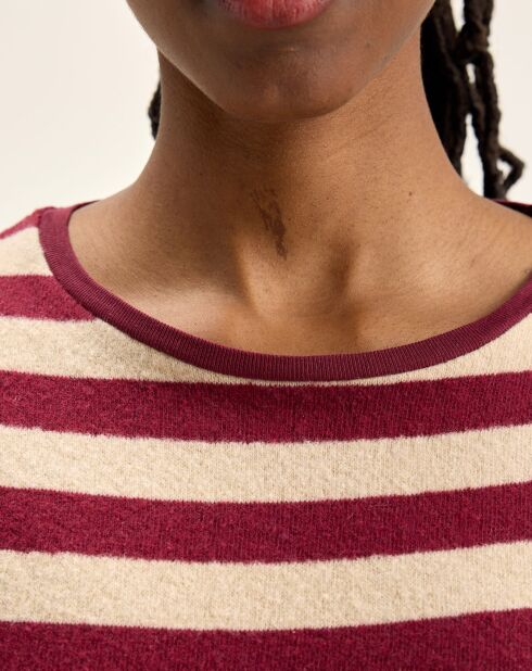 T-Shirt Vidoum rayé blanc/rouge