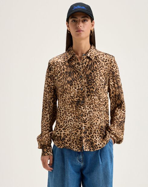 Chemise Pekin léopard marron