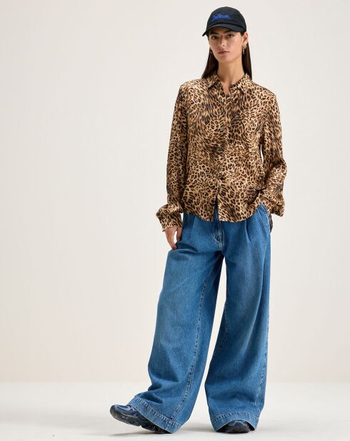 Chemise Pekin léopard marron