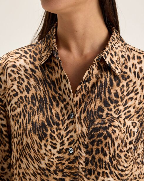 Chemise Pekin léopard marron