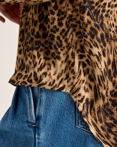 Chemise Pekin léopard marron