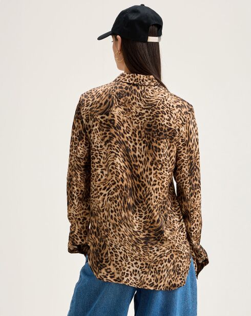 Chemise Pekin léopard marron