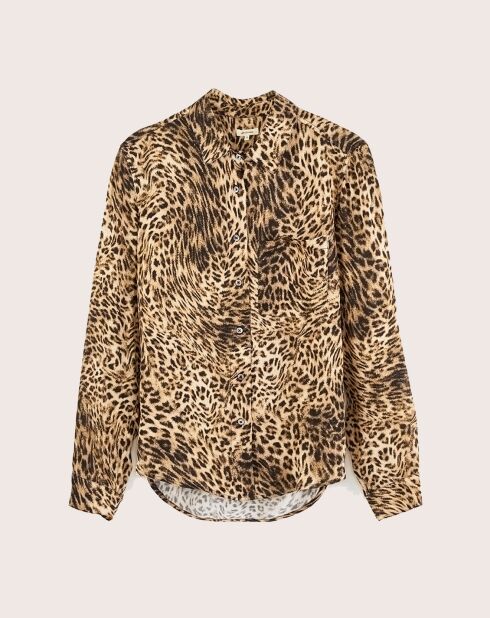 Chemise Pekin léopard marron