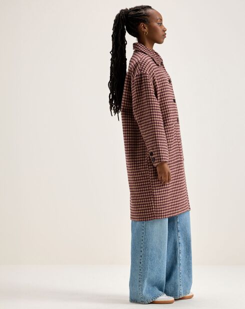 Manteau en Laine mélangée Joanne pied de poule bordeaux