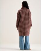 Manteau en Laine mélangée Joanne pied de poule bordeaux