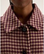 Manteau en Laine mélangée Joanne pied de poule bordeaux