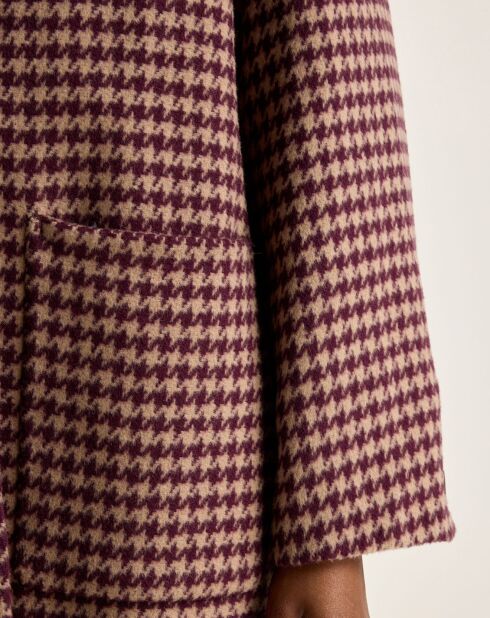 Manteau en Laine mélangée Joanne pied de poule bordeaux