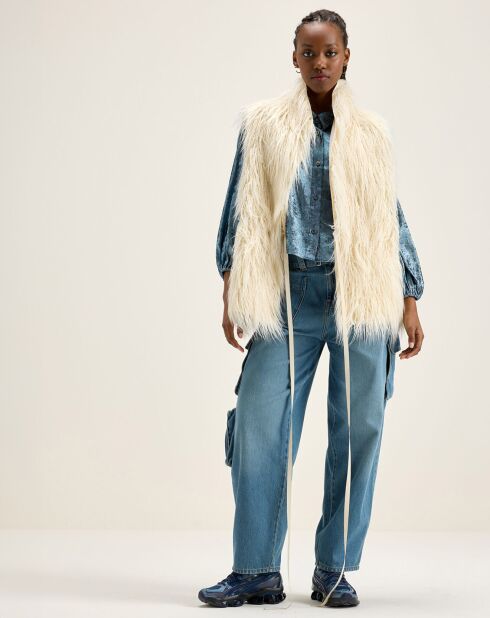 Veste sans manches réversible en fausse fourrure Jaden crème