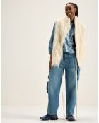 Veste sans manches réversible en fausse fourrure Jaden crème