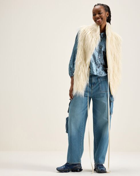 Veste sans manches réversible en fausse fourrure Jaden crème