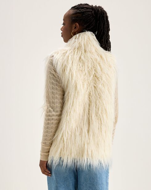 Veste sans manches réversible en fausse fourrure Jaden crème