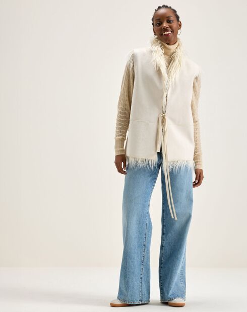 Veste sans manches réversible en fausse fourrure Jaden crème