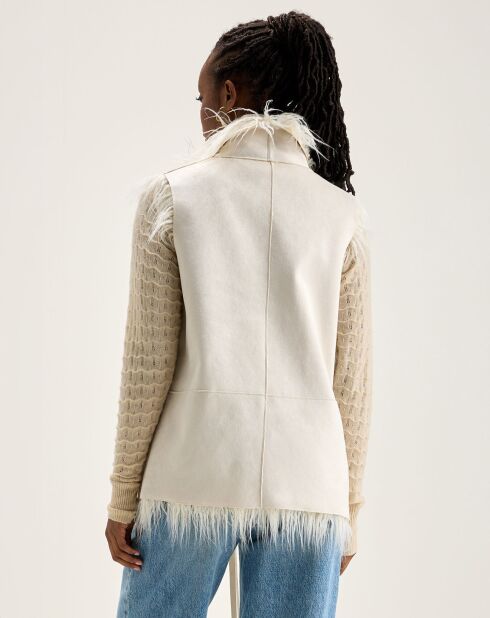 Veste sans manches réversible en fausse fourrure Jaden crème