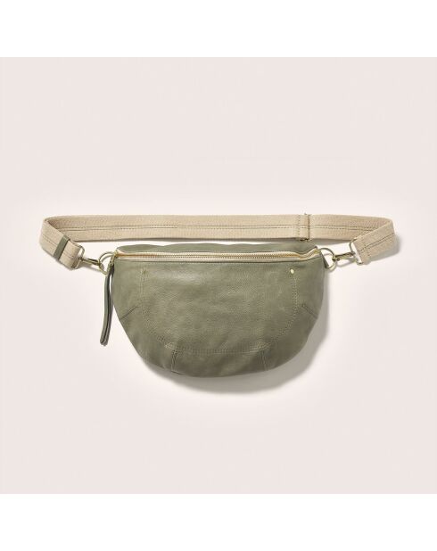 Sac banane en Cuir Souply dusty olive - 33x22x9.2 cm