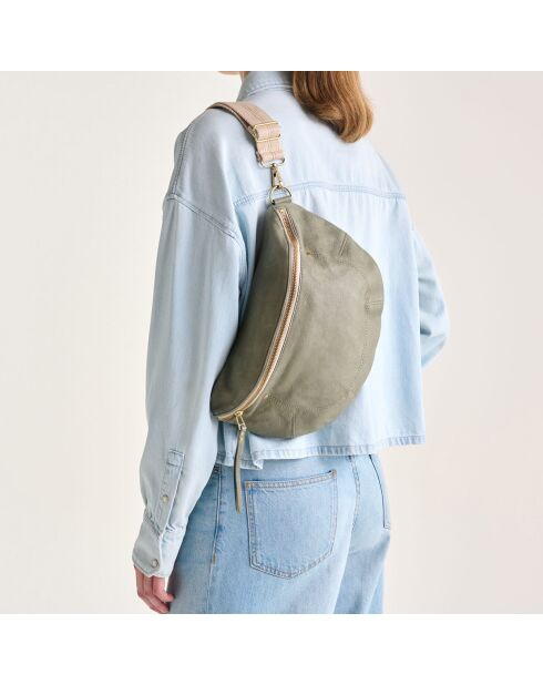 Sac banane en Cuir Souply dusty olive - 33x22x9.2 cm