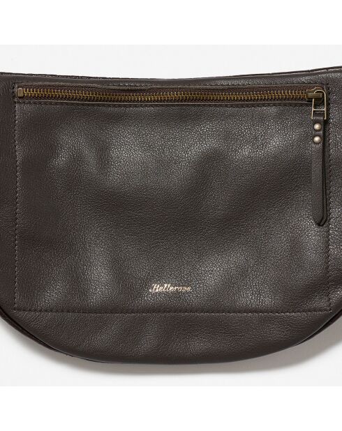 Sac banane en Cuir Souply ébène - 33x22x9.2 cm