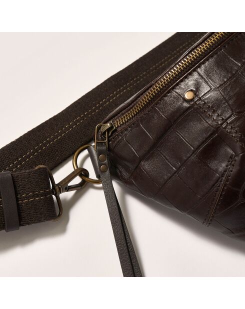 Sac banane en Cuir Souply ébène - 33x22x9.2 cm