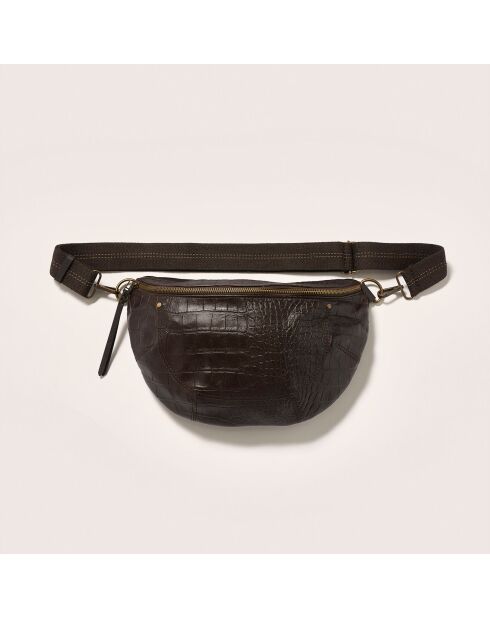Sac banane en Cuir Souply ébène - 33x22x9.2 cm