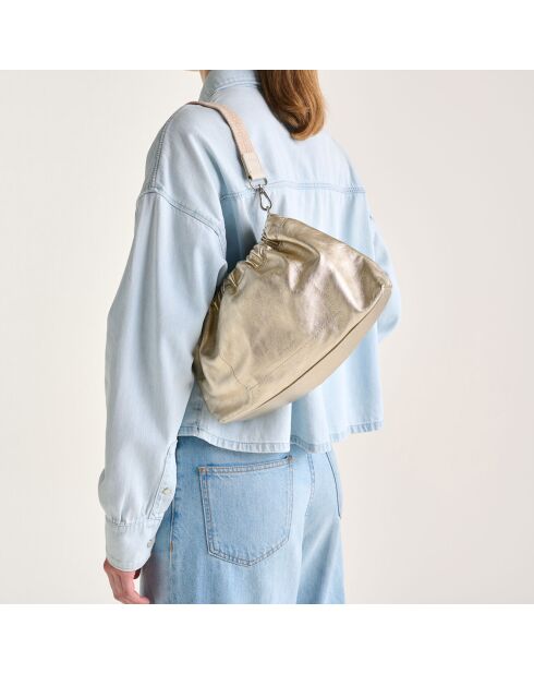 Sac porté épaule en Cuir Sobbo doré - 20x30x8 cm