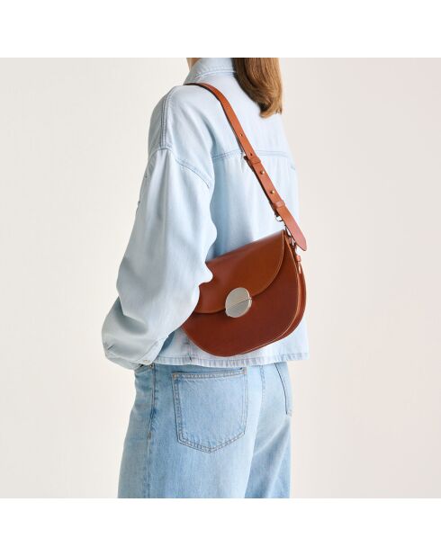 Sac bandoulière en Cuir Sico cognac - 18x26.5x11.5 cm