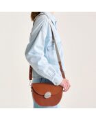 Sac bandoulière en Cuir Sico cognac - 18x26.5x11.5 cm